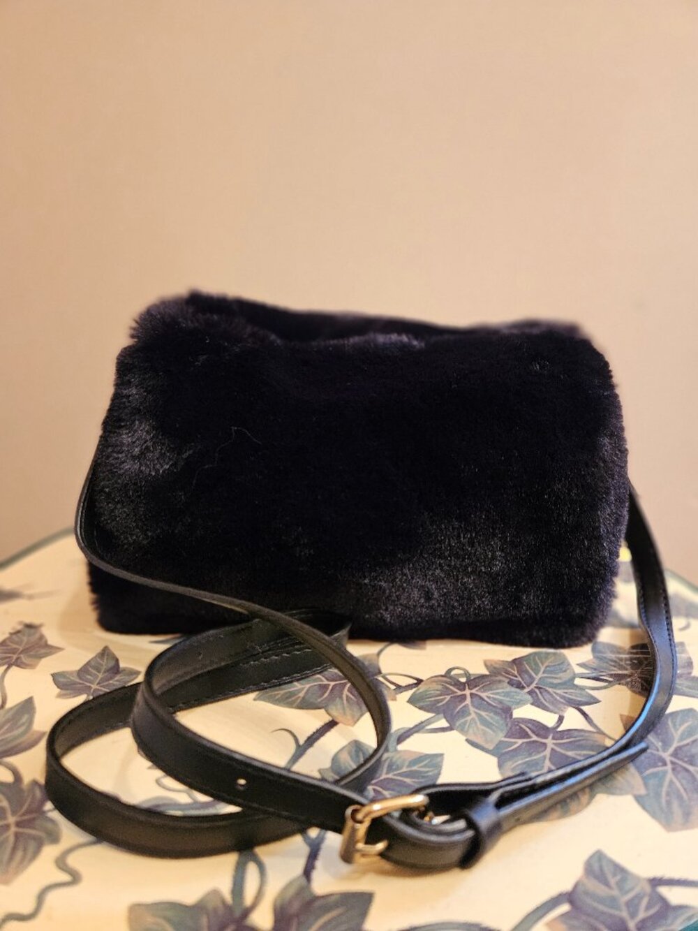 Black fur Purse